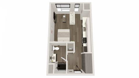 Floor plan for studio, 1 bath, 488 sqft